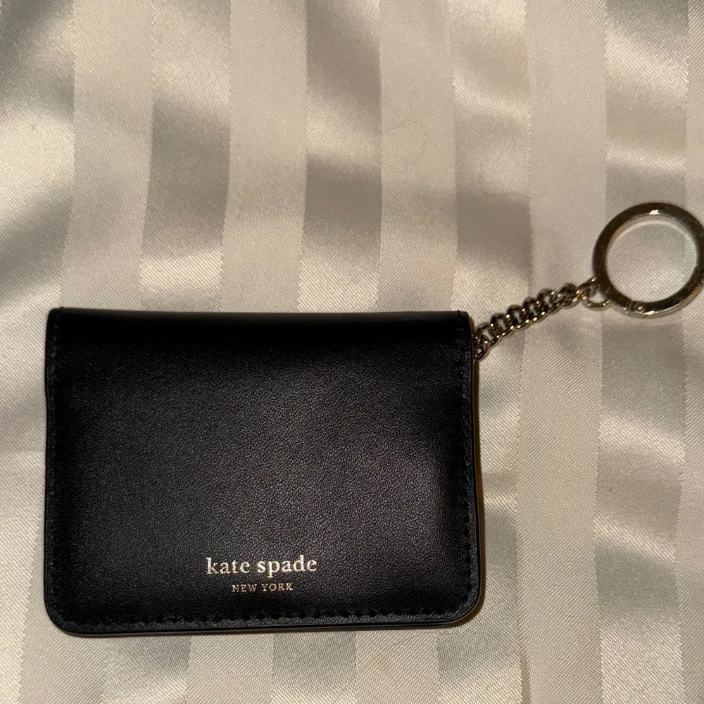 Kate Spade Black Leather Keychain Wallet cardholder - Picture 1 of 11